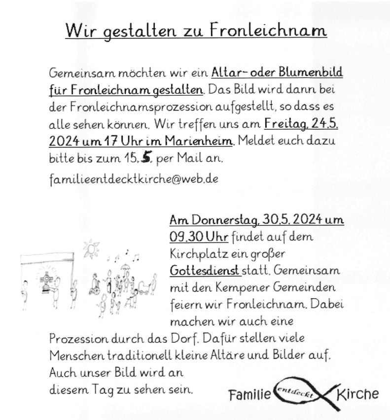 2024 05 Gestalten zu Fronleichnam (c) Pfarrgemeinde St. Hubertus